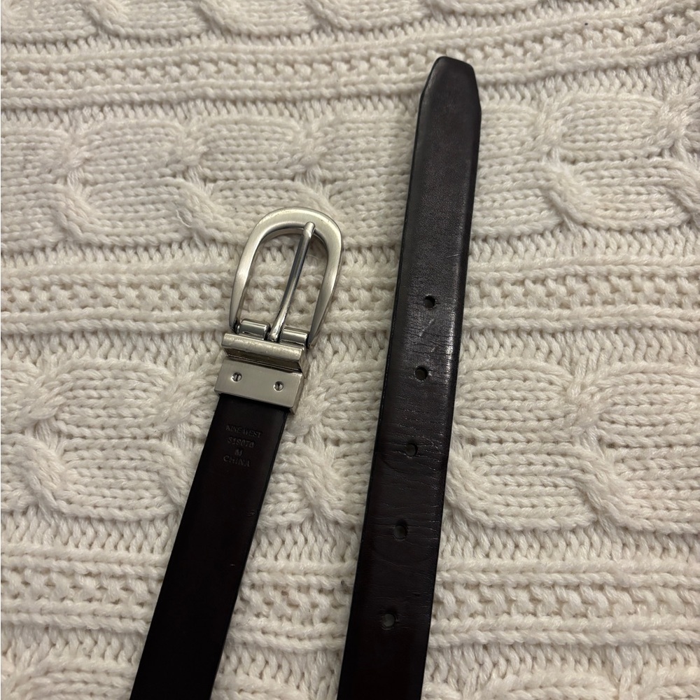 Nine West Women’s Reversible Leather Belt (black or brown)